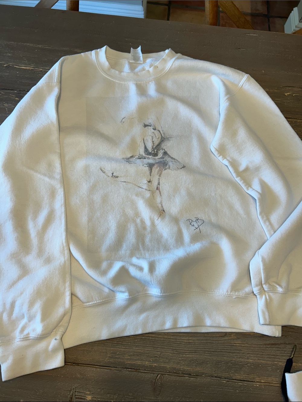 White Ballerina Graphic Crewneck Sweatshirt - Women or Girls